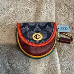 Coach Turnlock  Keychain / bag  charm with multi color leather